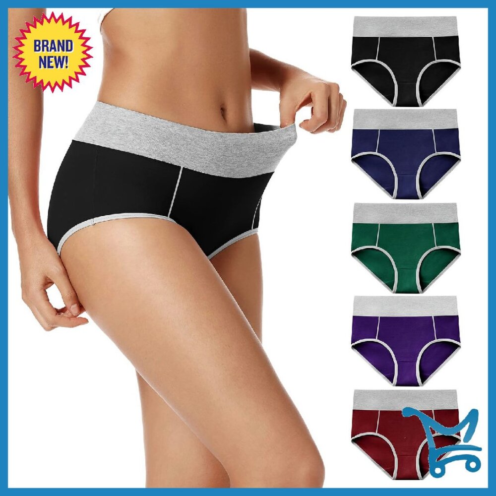 Women's High Waist Cotton Briefs Full Coverage Soft Stretch Panties